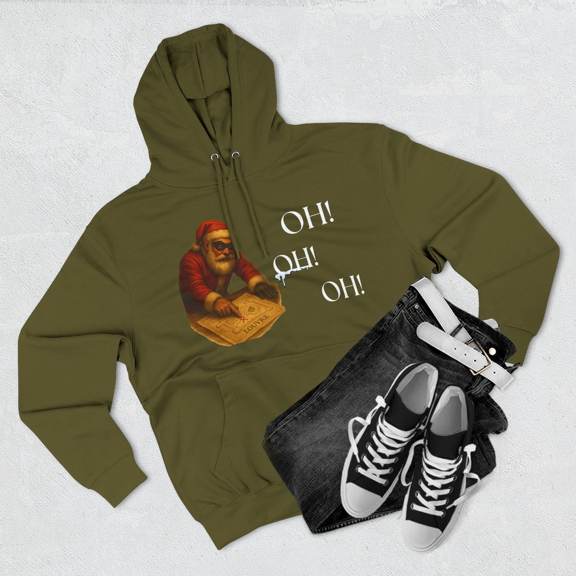 Vintage Santa Claus Oh! Oh! Oh! Hoodie | Christmas Holiday Sweater-Style Sweatshirt Printify