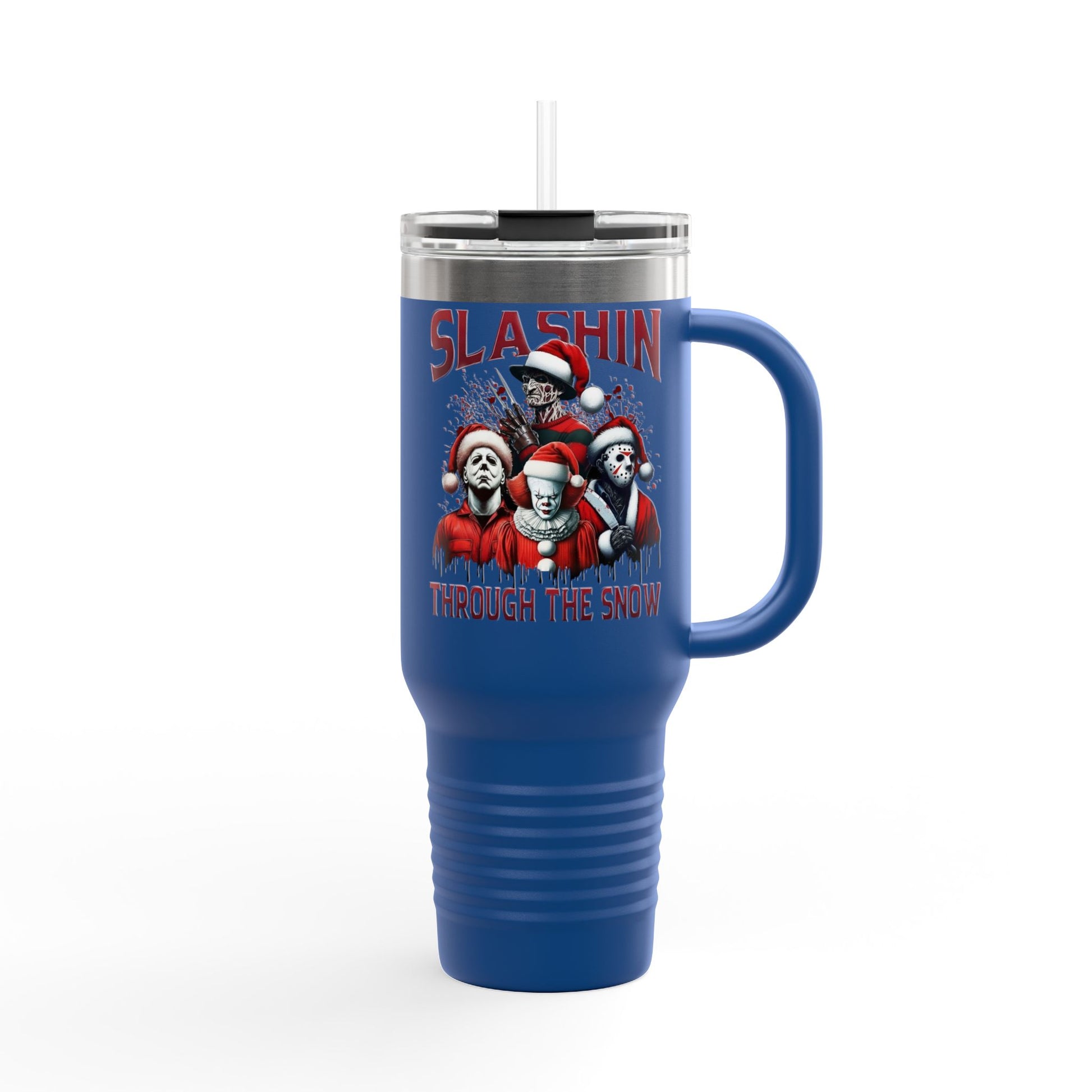 Travel Mug  "Slashin' Through the Snow" 40oz Insulated Christmas Tumbler Printify